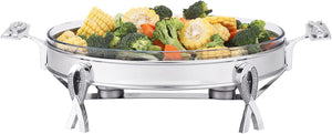 Chafing Dish Buffet Set Stainless Steel Frame Safe Oven Glass Server with Lid