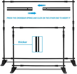 AkTop 8x8 ft Heavy Duty Backdrop Banner Stand Kit, Adjustable Photography Step and Repeat Stand for Parties, Portable Trade Show Photo Booth Background with Carrying Bag