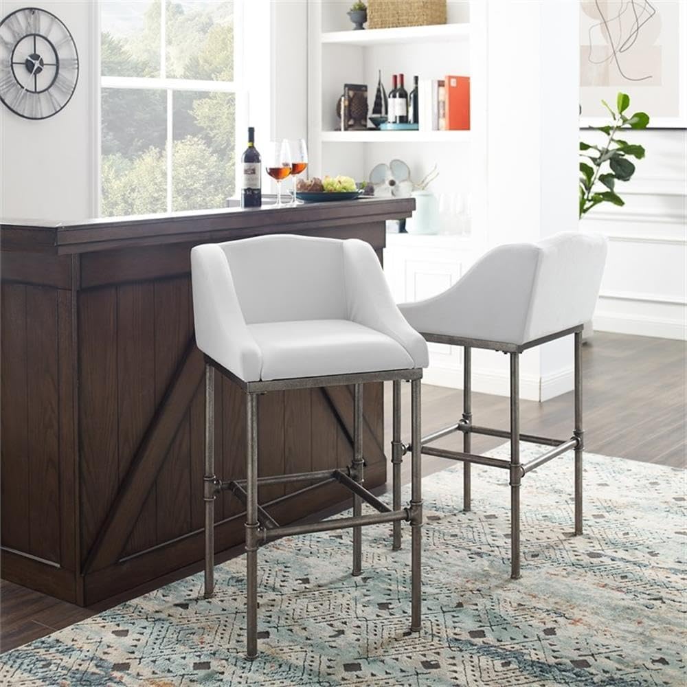 Hillsdale Dillon 30” Single Metal Contemporary Bar Stool in Silver Finish