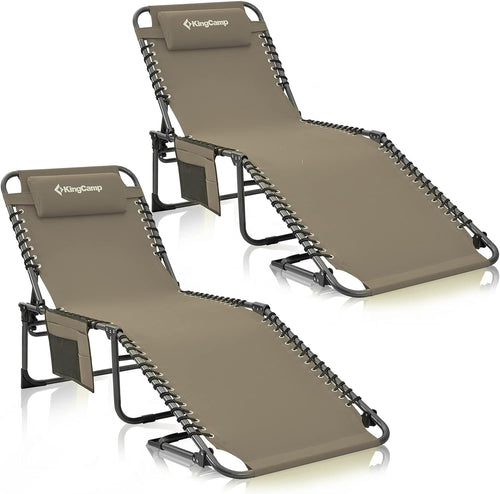 KingCamp Lounge Chair, 74.8''x23.2''x13.5'', Beige-2 Pack