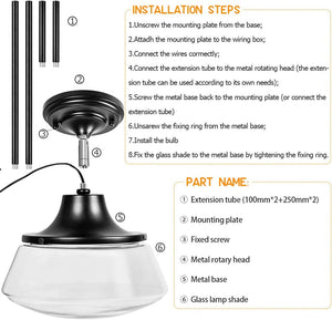 Semi Flush Mount Ceiling Light with Metal Glass