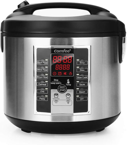 Auction COMFEE' Rice Cooker, Multi Cooker, Stewpot, Saute All in One, 10 Cup Uncooked, 12 Digital Cooking Programs,24 Hours Preset