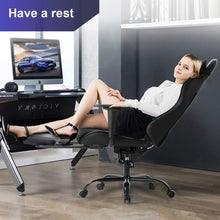 Load image into Gallery viewer, BestOffice Office Chair PC Gaming Chair Ergonomic Desk Chair Executive PU Leather Computer Chair Lumbar Support with Footrest Modern Task Rolling Swivel Racing Chair for Women&amp;Men, Black
