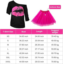 Load image into Gallery viewer, 80s Outfit Accessories for Women, Lips Print T-Shirt Tutu Fanny Pack Legwarmers, 1980s Costume Retro Cosplay Theme Party