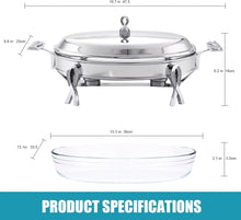 Load image into Gallery viewer, Chafing Dish Buffet Set Stainless Steel Frame Safe Oven Glass Server with Lid