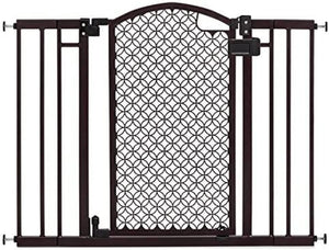 Summer Infant Modern Home Safety Baby Gate, Fits Openings 28-42” Wide, Espresso Metal and Plastic, for Doorways and Stairways, 30” Tall Walk-through Baby and Pet Gate