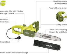 Load image into Gallery viewer, Sun Joe SWJ599E 14&quot; 9-Amp Tree Limb Master Electric Handheld Chainsaw with Low-Kickback