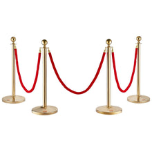 Load image into Gallery viewer, VEVOR 4 Pack Crowd Control Stanchions with Velvet Rope, 3 Pieces 5ft Red Velvet Ropes, Stainless Steel Queue Line Divider with Fillable Base and Top