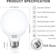 Load image into Gallery viewer, Comzler Vanity Light Bulbs - E26 - 4000K Neutral White 3 PACK