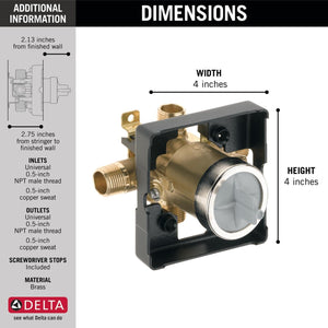 Delta Faucet R10000-UNWS Multichoice R Universal Tub and Shower Valve Body