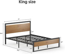 Load image into Gallery viewer, BONSOIR King Size Bed Frame Steady Steel Platform with Wood Headboard/Footboard (King Size)