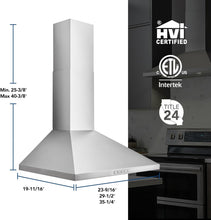 Load image into Gallery viewer, Broan-NuTone BWP1244SS 24-Inch Convertible Wall Mount Pyramidal Chimney Range Hood