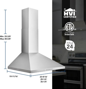 Broan-NuTone BWP1244SS 24-Inch Convertible Wall Mount Pyramidal Chimney Range Hood