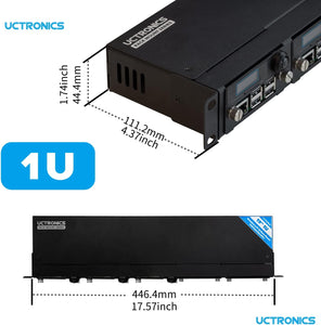 UCTRONICS Raspberry Pi Rackmount Complete Enclosure 2.0 with PoE Functionality, Front Removable 19" 1U Rack Mount with Captive Screws, Supports Up to 5 RPis, Compatible with Raspberry Pi 4B, 3B+