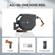 Load image into Gallery viewer, Giraffe Tools AW30 Garden Hose Reel Retractable 1/2&quot; x 100 ft Wall Mounted Water Hose Reel Automatic Rewind, Any Length Lock, 100ft, Dark Grey