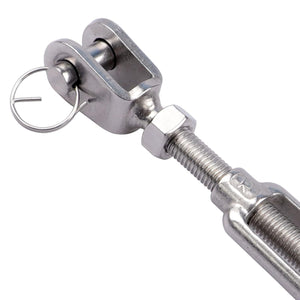 AOKOLL 1/2 x 6.5 Inch SS Jaw and Jaw Turnbuckles M12 Turnbuckle, 304 Stainless Steel, 2200 lbs Load (1PCS)