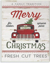 Load image into Gallery viewer, Stupell Industries Merry Christmas Red Truck Wood Texture Holiday Word Design Wall Plaque, 13 x 19, Multi-Color