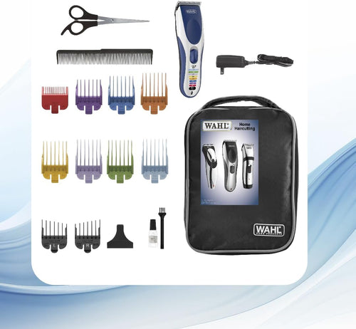 Wahl® Canada Color Pro™, Haircutting Kit with Colour Coded Guide Combs, Powerful, long-lasting motor for smooth & easy haircuts, Colour coded key makes it easy to select the correct size guide comb, World Wide Voltage - Model 3100