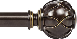 KAMANINA 1 Inch Curtain Rod Telescoping Single Drapery Rod 36 to 72 Inches - BRONZE WITH CLEAR FINIALS