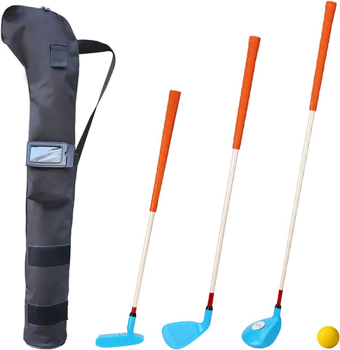 Kids Golf Clubs Set Children Golf Set Yard Sports Tools Three Clubs with Carry Bag and Soft Balls