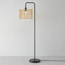 Load image into Gallery viewer, Barden 58&quot; Floor Lamp, Matte Black, Bamboo Shade, On/Off Rotary Switch on Socket