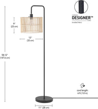 Load image into Gallery viewer, Barden 58&quot; Floor Lamp, Matte Black, Bamboo Shade, On/Off Rotary Switch on Socket