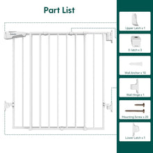 Load image into Gallery viewer, Babelio 26-43&quot; No Bottom Bar Baby Gate for Babies, Elders and Pets, 2-in-1 Hardware Mount Dog Gate for The House, Stairs and Doorways, Safety Pet Gates with Large Walk Thru Door, White