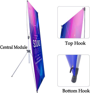 Adjustable X Banner Stand Fits Any Banner Size Width 23" to 32" and Height 63" to 78",Portable Retractable Banner Holder with Carrying Bag - Customize Banner for Trade Show, Exhibition, 2 Pack
