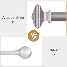 Load image into Gallery viewer, EUPLAR 1 Inch Antique Silver Curtain Rod with Square Finials - 72 to 144 inch