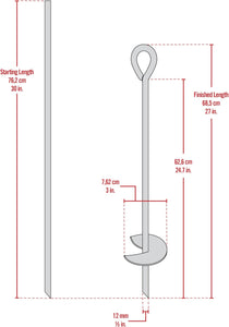 ShelterLogic ShelterAuger 3-Piece 30-Inch Reusable Heavy Duty Steel Earth Auger Anchor Kit with 3 Clamp-on Wire Tie-Downs for Anchoring Shelters, Canopies, and Instant Garages, Silver