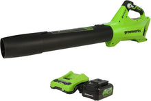 Load image into Gallery viewer, Greenworks 24V Brushless Axial Blower (110 MPH / 450 CFM), 4Ah USB Battery and Charger Included BL24L410