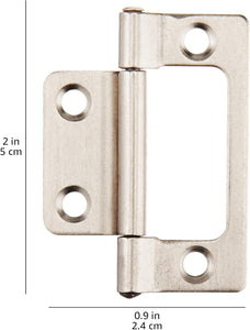 Amazon Basics Non-Mortise Hinges, 2" x 0.9", Satin Nickel, 10 Pack