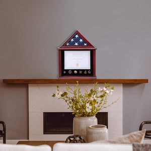 Solid Wood Flag Display Case Military Shadow Box