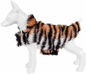Pet Life Luxe Glamourous Tiger Patterned Mink Fur Dog Coat Jacket, Medium, Brown