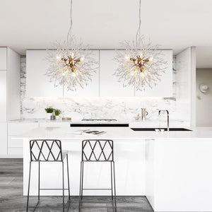 8-Light Isamacc Firework Crystal Chandeliers, Gold Dandelion