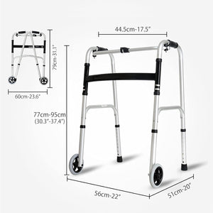 Auction MAYQMAY Adjustable Height Wheeled Walker, One-Button Folding Walker, Lightweight Standard Walkers for Seniors, 396 lbs Weight Capacity