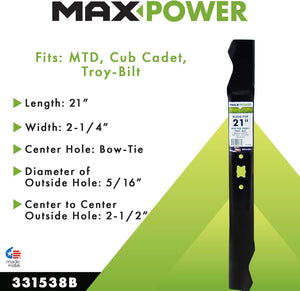 Maxpower 331538S Blade for 21-Inch MTD Mower, Replaces 942-0641