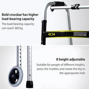 Auction MAYQMAY Adjustable Height Wheeled Walker, One-Button Folding Walker, Lightweight Standard Walkers for Seniors, 396 lbs Weight Capacity