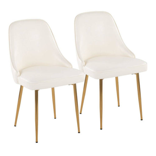 Marcel Glam Dining Chairs With Gold Frame/White Faux Leather By Lumisource - (Set Of 2)