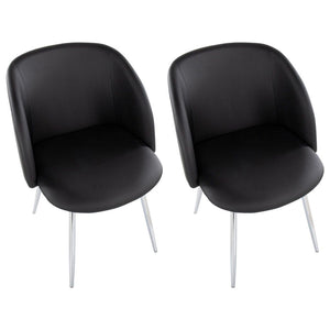 Fran Arm Chair with Black Cushion in Chrome (Set of 2)