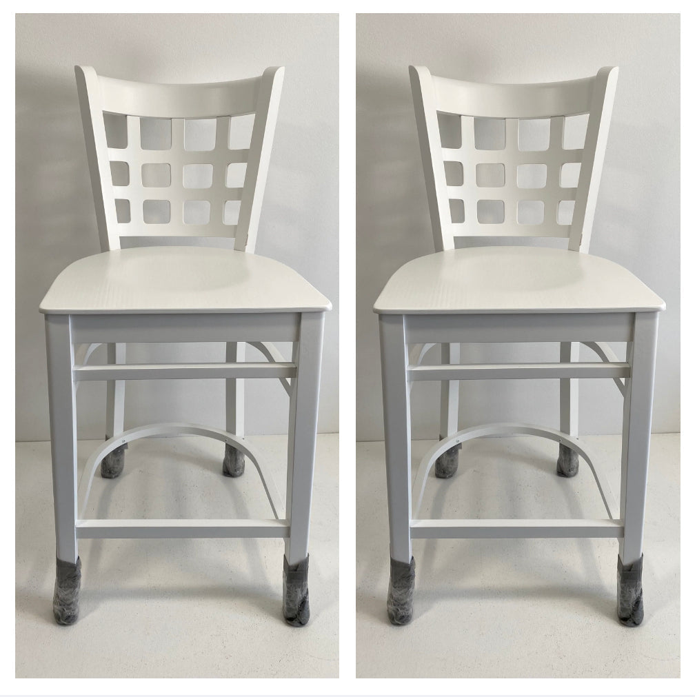 24” Levan Solid Wood Counter Stools (Set of 2) - White