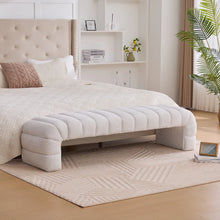 Load image into Gallery viewer, 69.7&quot;Wide Modern Upholstered Armless Bed Bench, Channel Tufted Couch Daybed Chaise - Ivory
