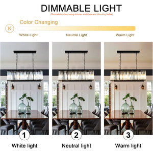 6 - Light Dimmable Kitchen Island Square / Rectangle Chandelier