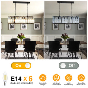 6 - Light Dimmable Kitchen Island Square / Rectangle Chandelier