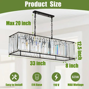 6 - Light Dimmable Kitchen Island Square / Rectangle Chandelier