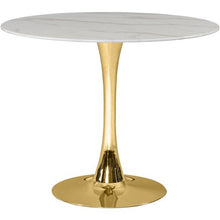 Load image into Gallery viewer, Meridian Furniture Tulip 36&quot; Round Faux Marble Top Dining Table with Gold Base