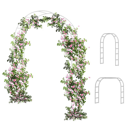 7.8 Ft White Wedding Arch, Free Combination Metal Arch Arbour for Outside Ceremony or Garden Arch Trellis for Climbing Plants