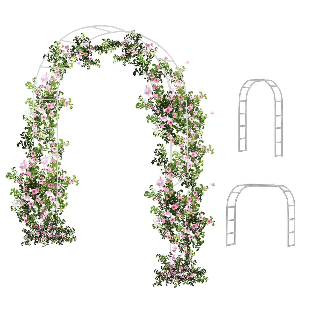7.8 Ft White Wedding Arch, Free Combination Metal Arch Arbour for Outside Ceremony or Garden Arch Trellis for Climbing Plants