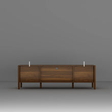 Load image into Gallery viewer, 70.9'' Walnut TV Stand With Rubber Wood Legs, Thickened Top And Adjustable Shelves, Modern Entertainment Centre With Storage Cabinets