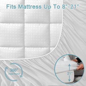 King Mattress Pad Quilted Fitted Mattress Protector Cooling Pillow Top Mattress Cover